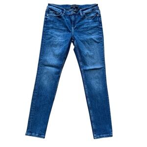 Guess Power curvy skinny blue jeans mid rise waist straight leg silver logo 27